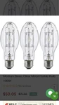 Bluex 100W Metal Halide Light ED17 Medium Base CLEAR-3 Bulbs New. Fixed Price $29.99.