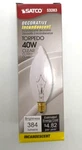 Pack Satco S3283 40 Watt 120V Clear Torpedo Candelabra Small Base Bulbs. Fixed Price $18.95.