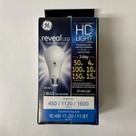 Ge Reveal Led A21 Hd Light 450/1120/1600 Lumens, 50W/100W/150W, Pure Clean. Fixed Price $17.99.
