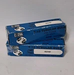 2PC.EXTRA T-10 Tubular Bulb Pre-tested 130V 40W Inside Frosted Brass Base 60517. Fixed Price $11.05.