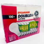 Sylvania Double Life 100W Soft White Light Bulbs, 8 Pack Sealed. Fixed Price $44.95.