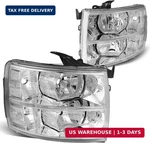 Dna Motoring HL-OH-CSIL07-CH-CL1 Pair Of Chrome Housing Headlights Compatible Wi. Fixed Price $120.95.