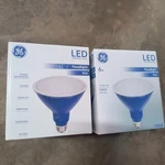 Lot Of 2 Ge Led 6W PAR38 Blue Floodlight Bulbs - New In Box. Fixed Price $19.90.