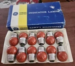 Vtg General Electric Indicator Lamps Bulbs Red Orange 7 1/2 S/cb 120V. Fixed Price $14.00.