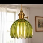Green Glass Led Pendant Light Modern Polished Round Shade Touch Corded 5.3". Fixed Price $39.00.