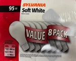 One Pack 8 Sylvania 95W Xtra Life Soft White A19 Light Bulbs. Fixed Price $29.99.