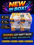 Sylvania 40W G25 Vanity Light Bulbs Pack 120V Double Life Sealed Nos. Fixed Price $31.99.