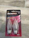 Phillips Dura Max 2 Bulbs 40W Flame Tip Frosted BA9 Shape Candelabra Base Nib. Fixed Price $10.00.