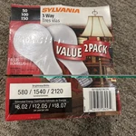 2-SYLVANIA Soft White 3-WAY Light Bulbs 50/150A21/WRP 120V.. Fixed Price $20.99.