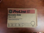 Ge Proline Decorative Globe 24658, Clear G-25 120/130V 36/40W Box Of Bulbs. Fixed Price $29.60.