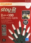 Sylvania Stay-lit 200 Mini Pure White Led LIGHTS,2-PKS Of 100 LIGHTS-NEW-SHIP24H. Fixed Price $36.45.