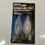2X Philips 40W Frosted Longer Life Traditional Bent Tip Light Bulbs New. Fixed Price $17.99.