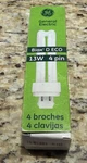 Ge Biax D Eco 13W 4-PIN Fluorescent Light Bulb G24Q-1 Base. Fixed Price $14.56.