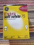 Ge 75 Watt Extra Soft White Light Bulbs Pack 4 New Old Stock. Fixed Price $29.95.