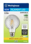 Westinghouse 52680 G25 Cut Glass Led, 40W Equivalent, 3000K Bright White. Fixed Price $18.90.