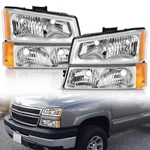 Headlights For 2003-2007 Chevy Silverado Avalanche Chrome+signal Bumper Lamps. Fixed Price $47.99.