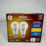 Ge Relax Hd Bulbs A19 Medium Base Edison Style Dimmable Soft White 2 Pk. Fixed Price $9.95.