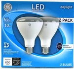 Box Ge Led BR30 Daylight 10W Dimmable 650 Lumens Indoor Floodlight 2 Ct Bulbs. Fixed Price $17.99.