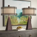 Franklin Iron Works Niklas 26" Bronze Metal Usb Table Lamps Set Of. Fixed Price $349.98.