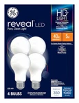 Reveal Hd Led Light Bulbs, Frosted White, Watt, 450 Lumens, 4-PK. 93131970. Fixed Price $25.78.