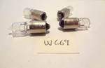 Osram Bulb # W669 Lot (4EA) 12 Volt 5WATTS Minature Bayonet Base Single Contact. Fixed Price $28.00.