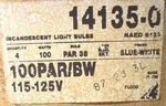 100PAR/BW 100W PAR38 Blue-white 115-125V Sylvania 4-PC Naed 6135 Nos Made In Usa. Fixed Price $34.99.