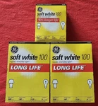 Vintage 100W Soft White Light Bulbs Lot A19 Incandescent Long Life Nos Pcs. Fixed Price $69.99.