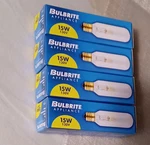 Lot Bulbrite 707115 Appliance Tubular Exit Bulbs 15T6 15W 130V Candelabra Clear. Fixed Price $12.00.