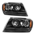 Headlights Assembly Black Housing Clear Lens Fit 99-04 Grand Cherokee. Fixed Price $134.72.