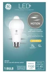 Ge Led+ Motion Sensing Light Bulb, 12 Watts, 1100 Lumens, 75. Fixed Price $14.77.