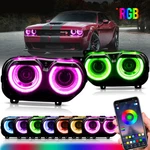 Pair Led Headlights Rgb Color Change Lamps For 2015-2023 Dodge Challenger Se Rt. Fixed Price $414.99.