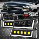 For 03-06 Silverado Avalanche Start-up Sequentail Drl Led Projector Headlights. Fixed Price $194.24.