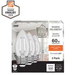 60-WATT Equivalent B10 E26 Base Dim White Filament Clear Glass Chandelier Led. Fixed Price $17.52.