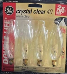 Ge Crystal Clear 40W Decorative Candelabra Bulbs Type Pack 49590 2X Life. Fixed Price $17.99.