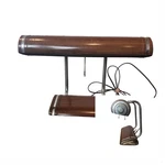 Vintage Mcm Retro 60S 70S Metal Faux Wood Chrome Bank Desk Lamp Brown Pull Cord. Fixed Price $99.99.